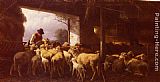 Sheep Canvas Paintings - Feeding The Sheep